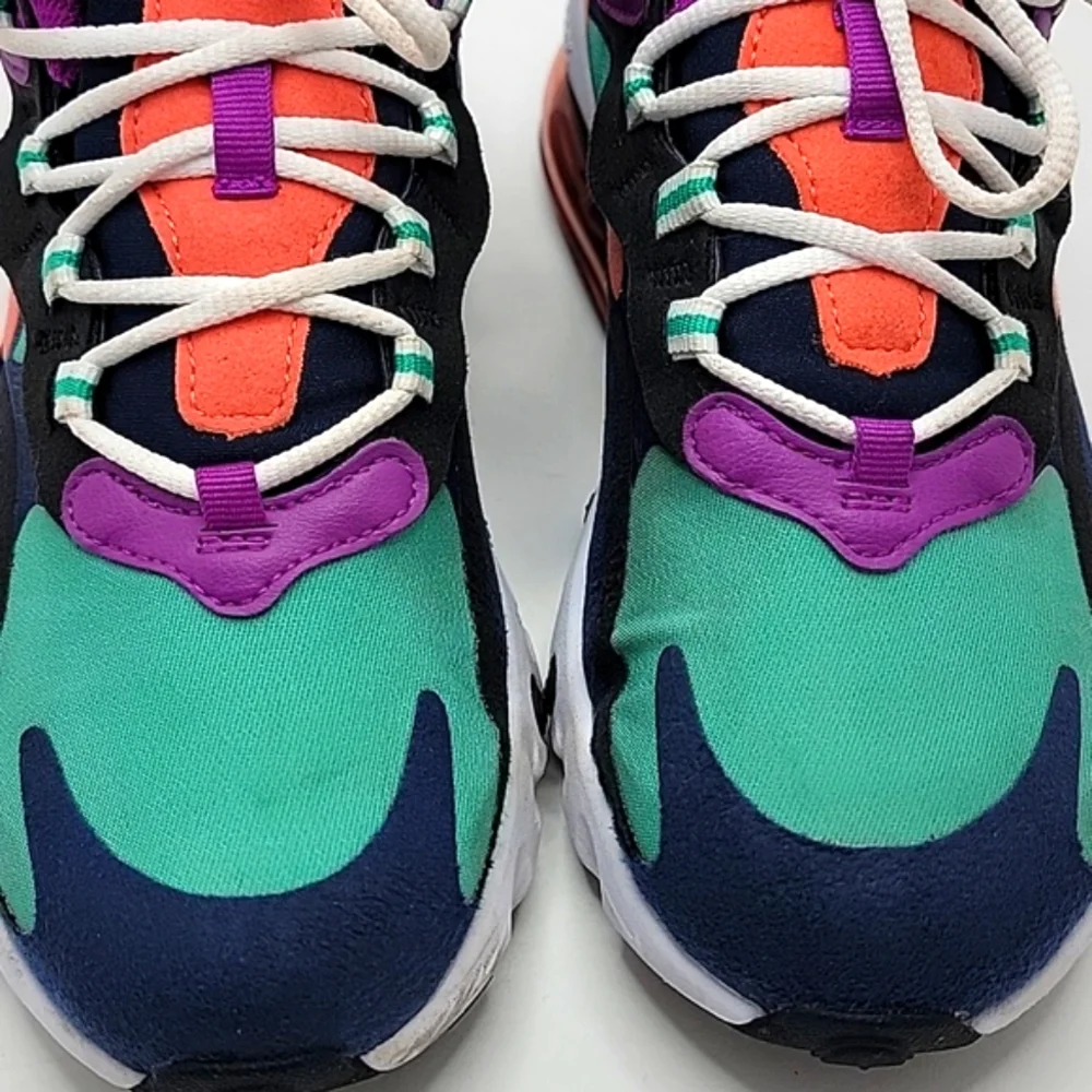 Nike | Air Max 270 React Kinetic Green/Purple Sneakers | WMS 6.5 - Picture 3 of 9